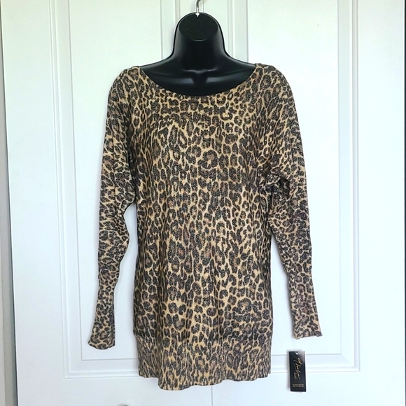 Thalia Sodi Metallic Leopard Crew-Neck Sweater - Picture 2 of 11